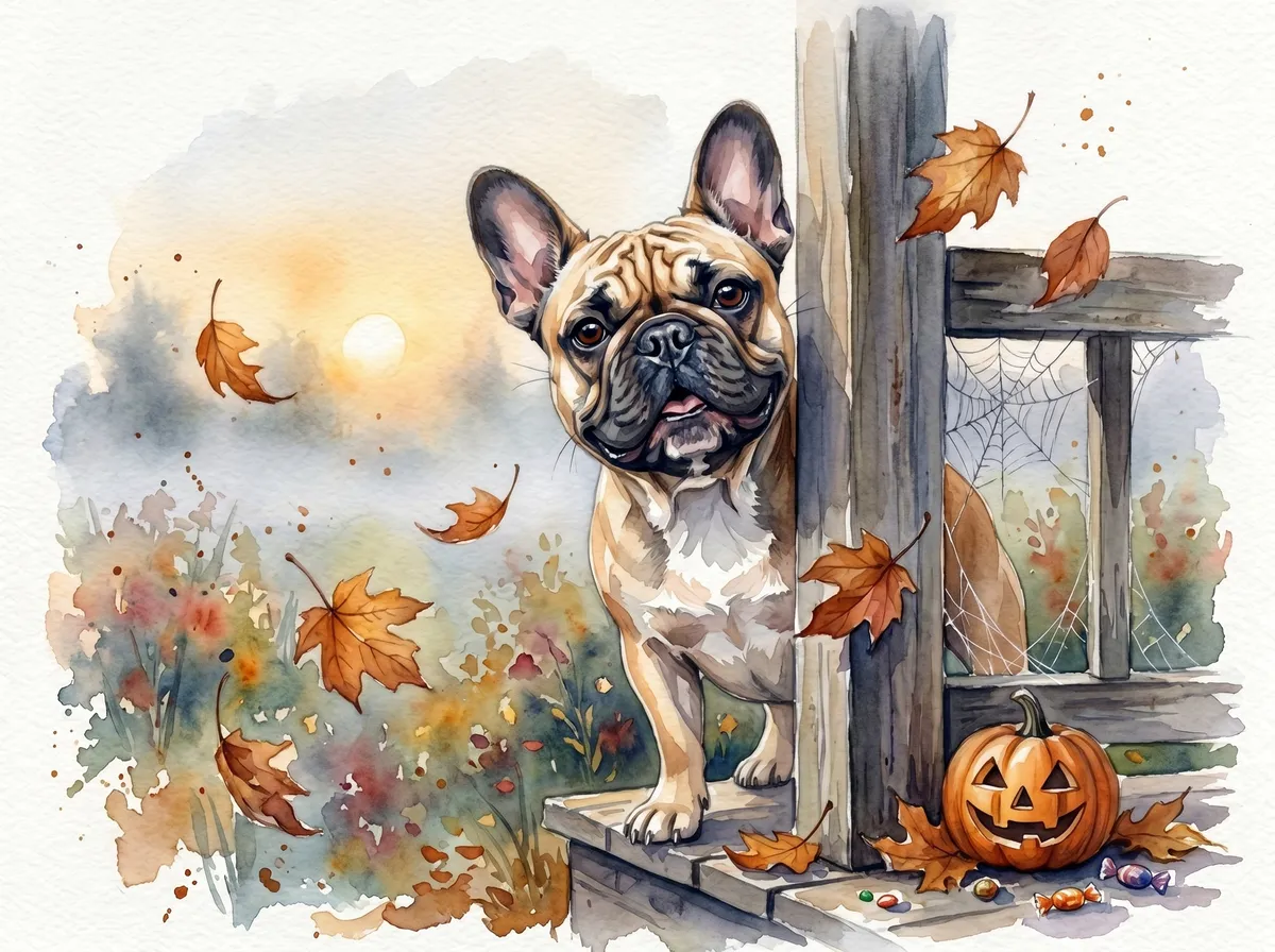 French Bulldog watercolor calendar month 10